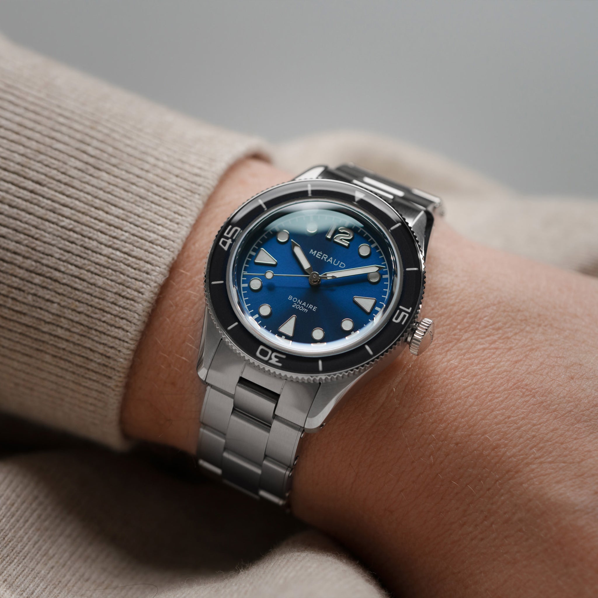 Méraud Bonaire Marine Blue - 40mm Swiss Made Vintage Dive Watch