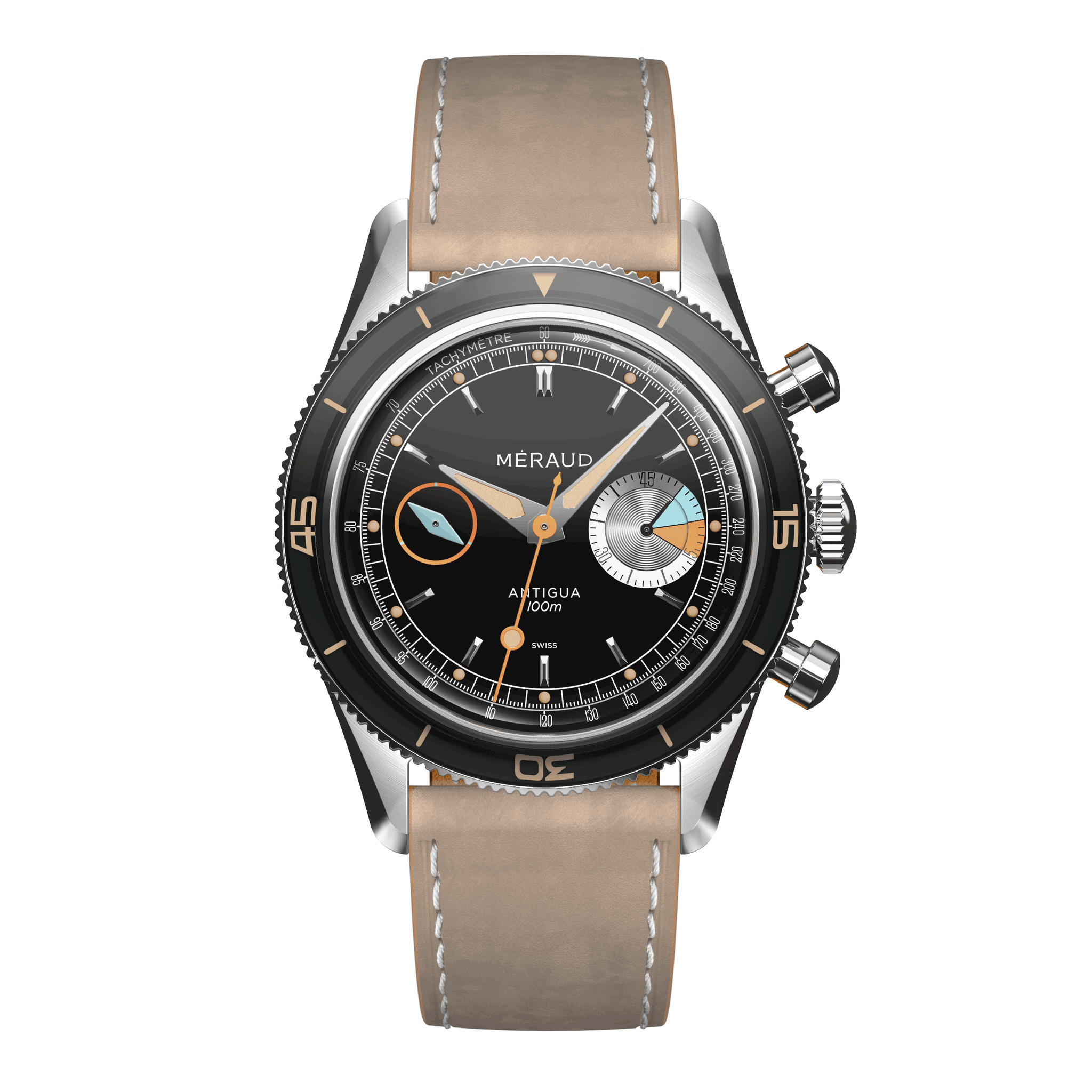Meraud Antigua 'Miho Black' Manual Chronograph: Swiss Made
