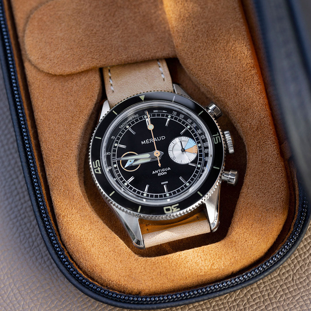 Meraud Antigua 'Miho Black' Manual Chronograph: Swiss Made