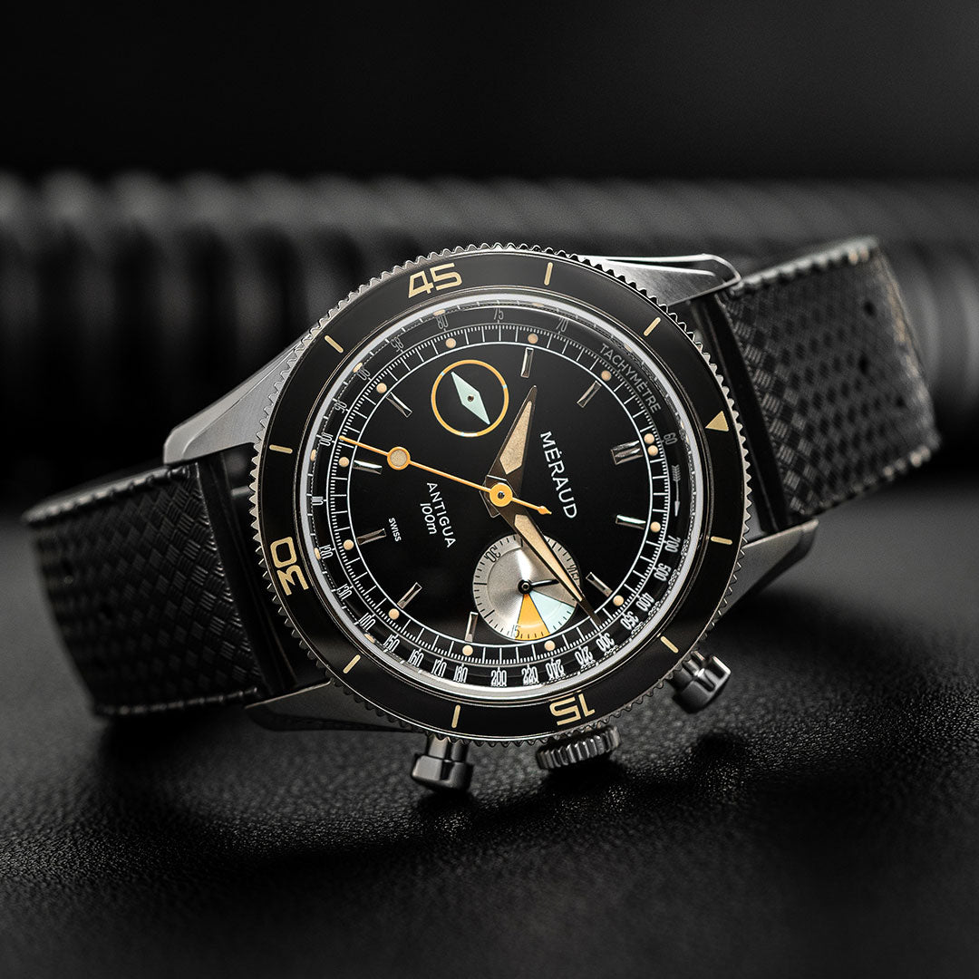 Meraud Antigua 'Miho Black' Manual Chronograph: Swiss Made